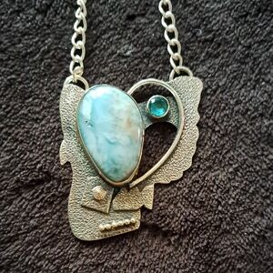 Abstract Heart 925 Sterling Silver Necklace Valentine Love Birthday